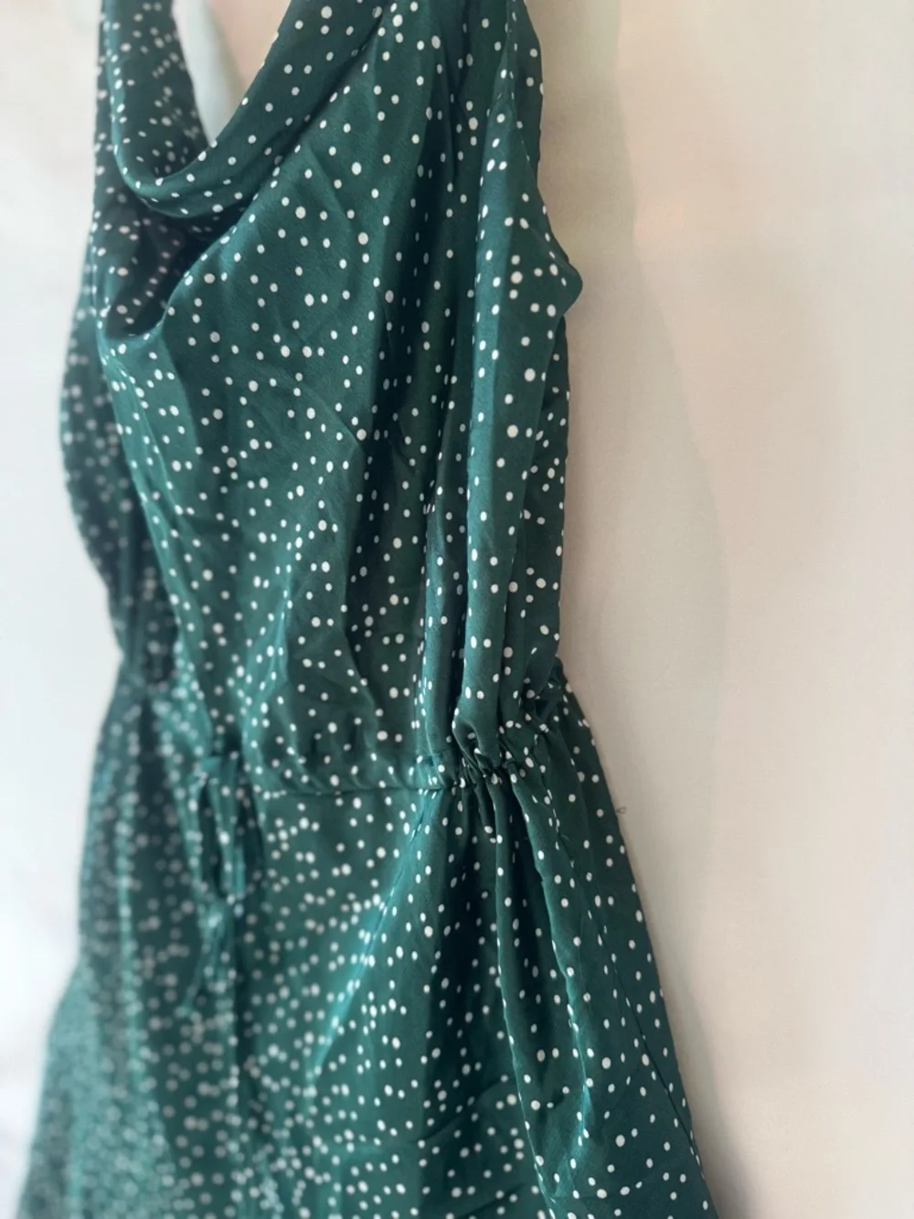 DAVI & DANI Teal Green Polka Dot Cowl Neck Midi Dress - Picture 4 of 10
